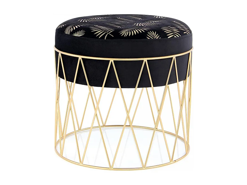 Tabouret semi artisanal ZAFA 40x40x37 or et noir