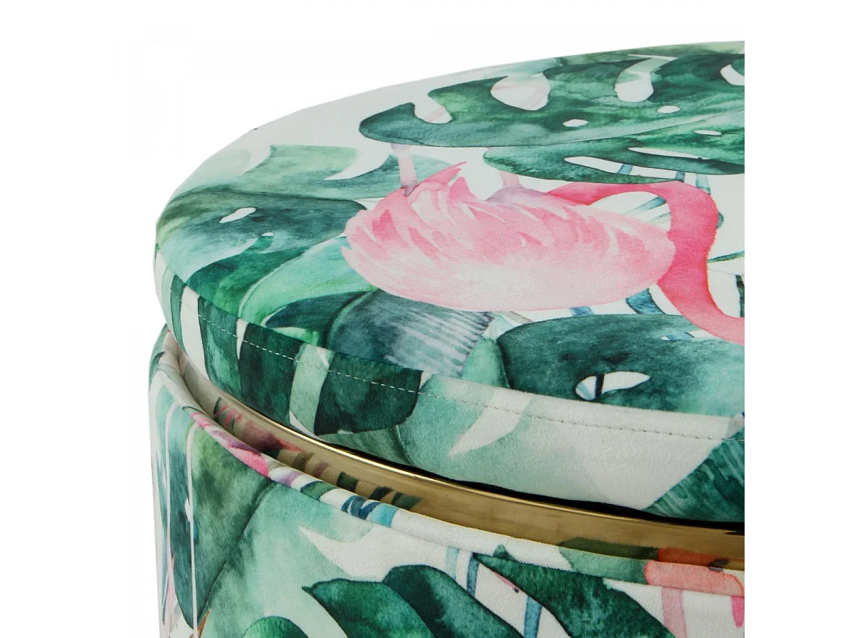 Tabouret semi artisanal motif floral ZAMA 53x53x42 multicolore