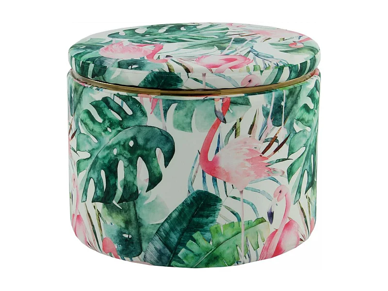 Tabouret semi artisanal motif floral ZAMA 53x53x42 multicolore