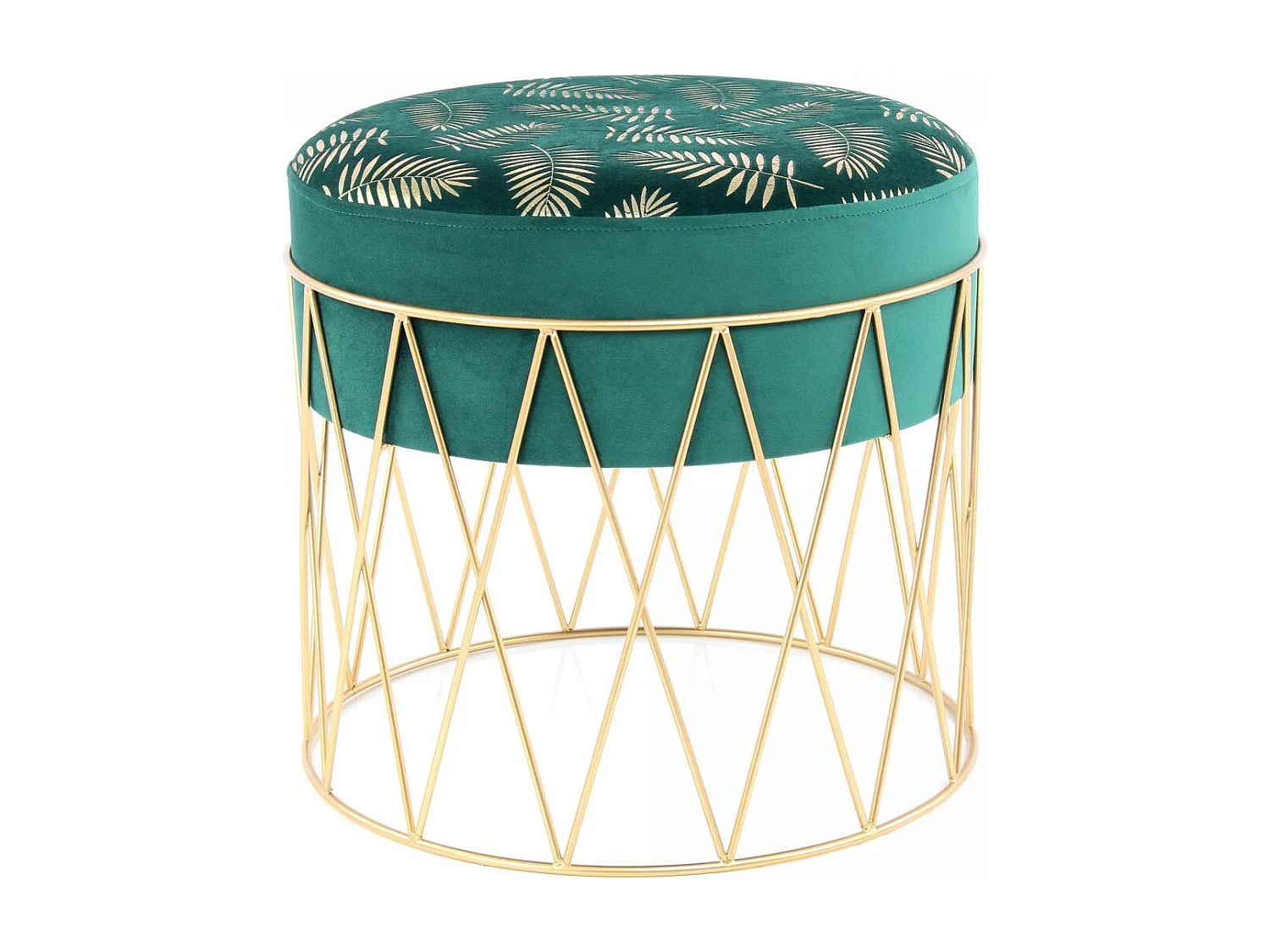 Tabouret semi artisanal ZAFA 40x40x37 vert et or