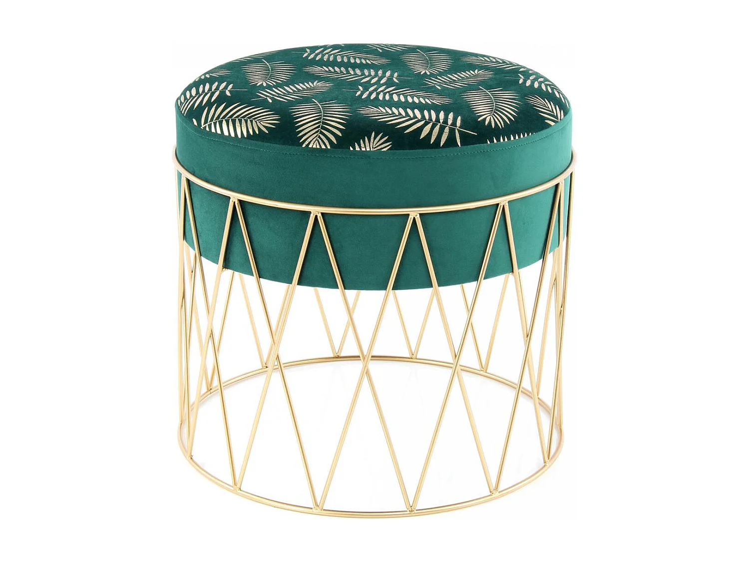 Tabouret semi artisanal ZAFA 40x40x37 vert et or