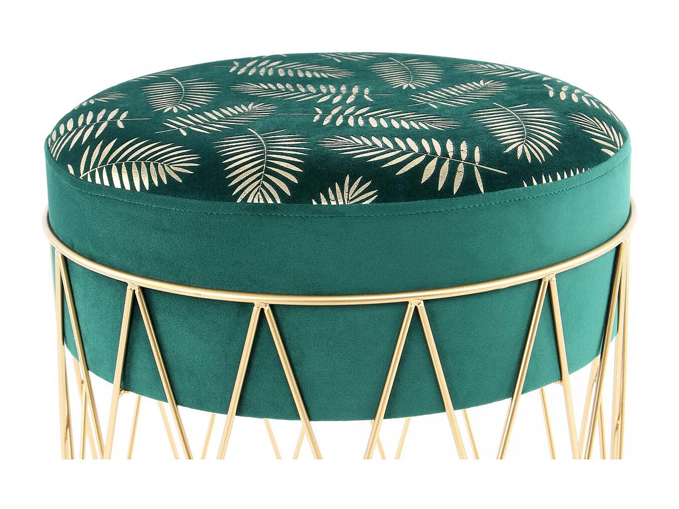 Tabouret semi artisanal ZAFA 40x40x37 vert et or