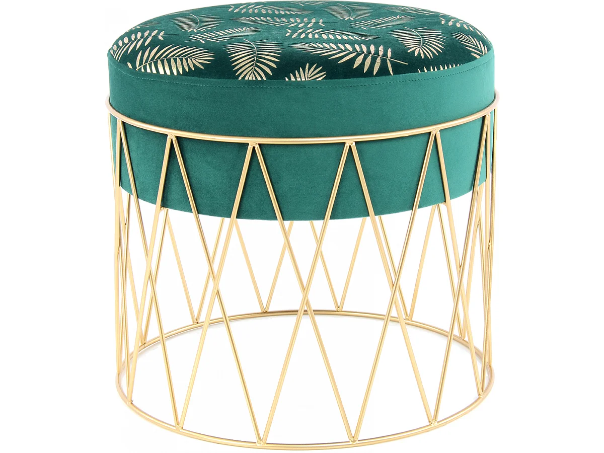 Tabouret semi artisanal ZAFA 40x40x37 vert et or