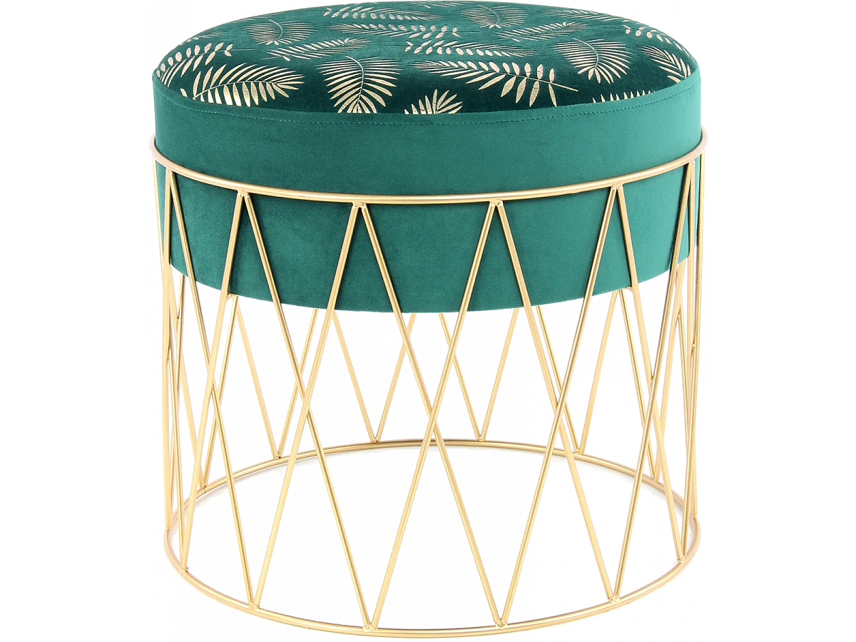 Tabouret semi artisanal ZAFA 40x40x37 vert et or