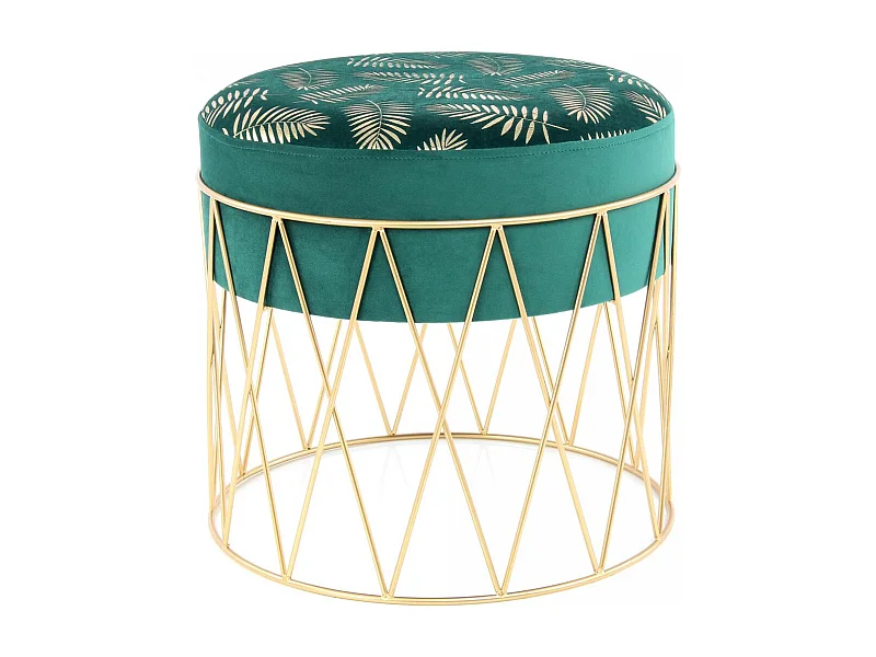 Tabouret semi artisanal ZAFA 40x40x37 vert et or
