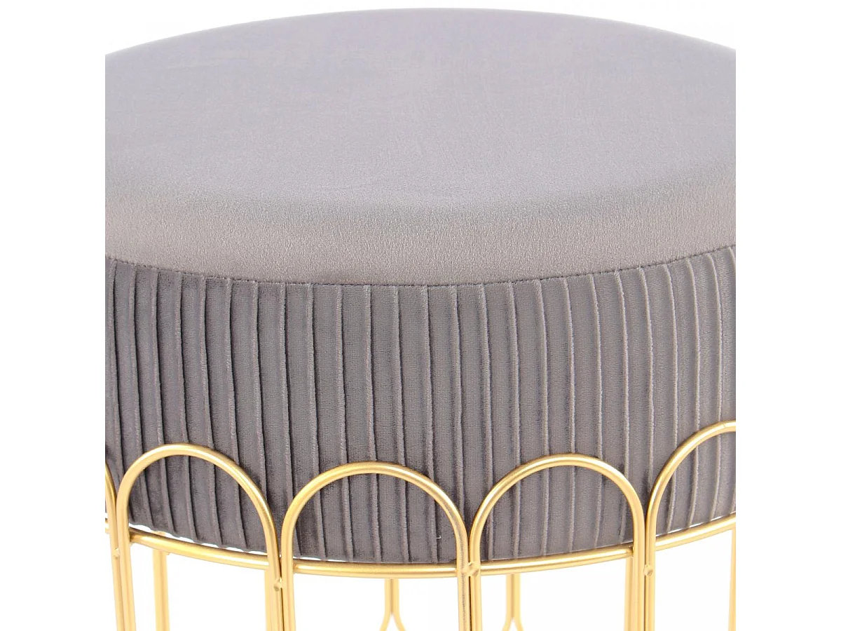 Tabouret semi artisanal ZAGA 40x40x39 gris et or