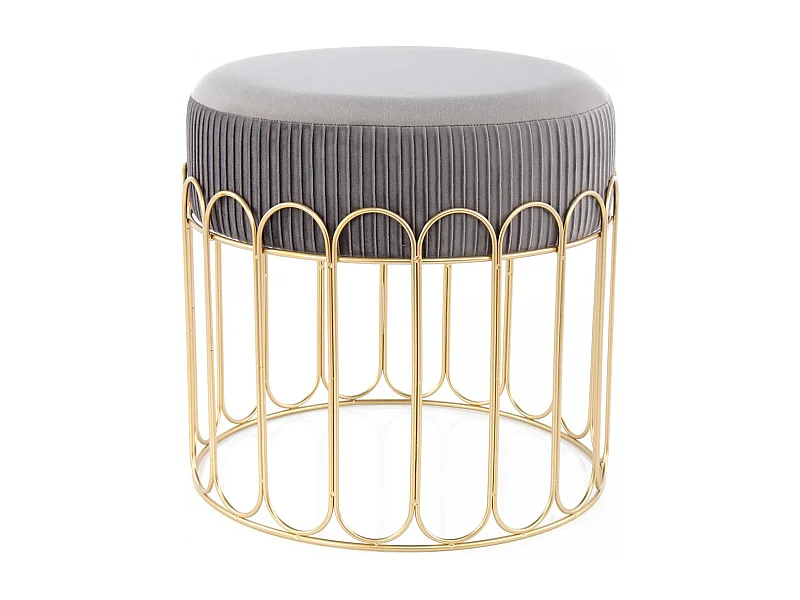 Tabouret semi artisanal ZAGA 40x40x39 gris et or