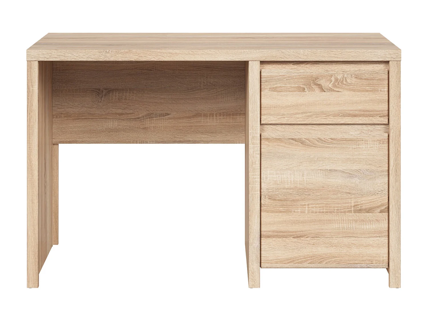 Bureau avec rangement 1 porte et 1 tiroir, coloris chêne Sonoma - Longueur 120 x Largeur 65 x Hauteur 77 cm