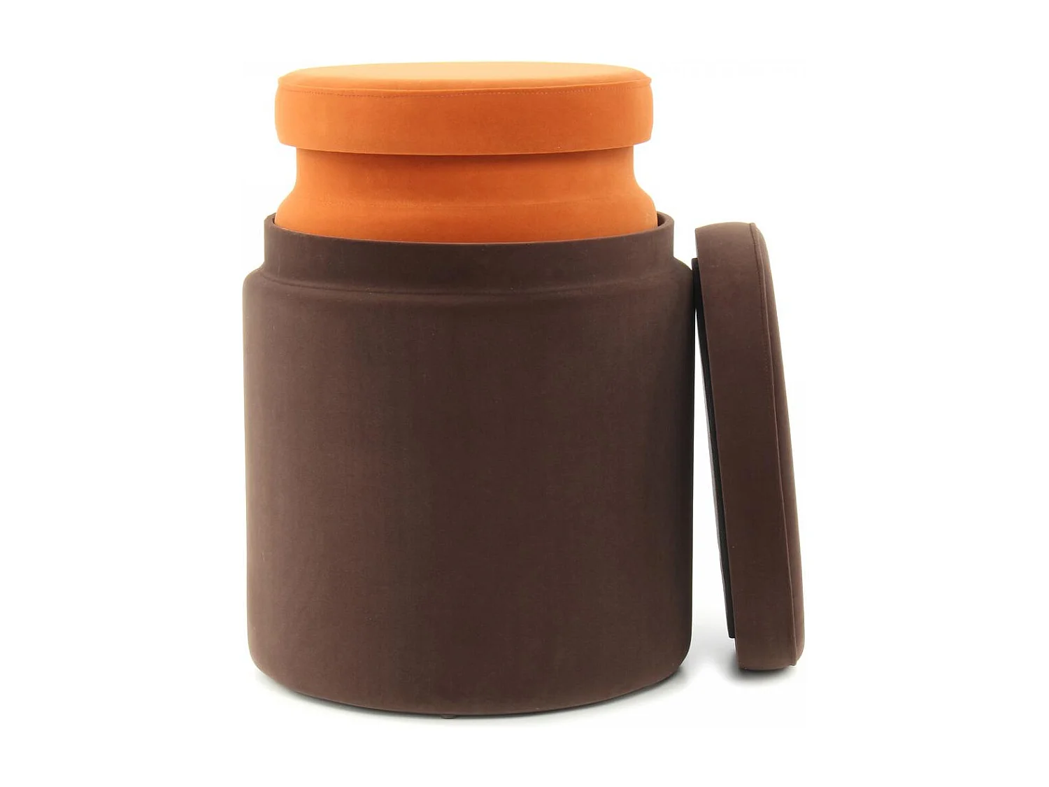 Tabouret semi artisanal LOT DE 2 ZAVE 33x33 brun et orange