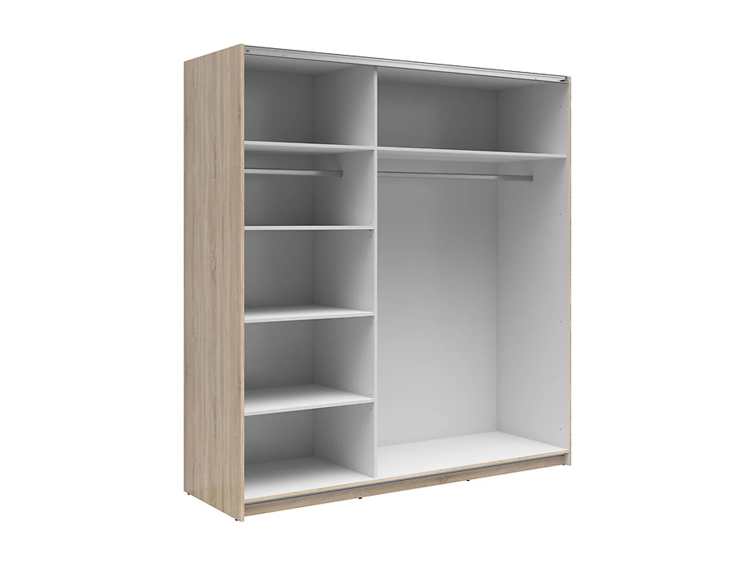 Armoire à 2 portes coulissante coloris Chêne sonoma/Blanc brillant - Longueur 183 x Profondeur 60 x Hauteur 195,5 cm