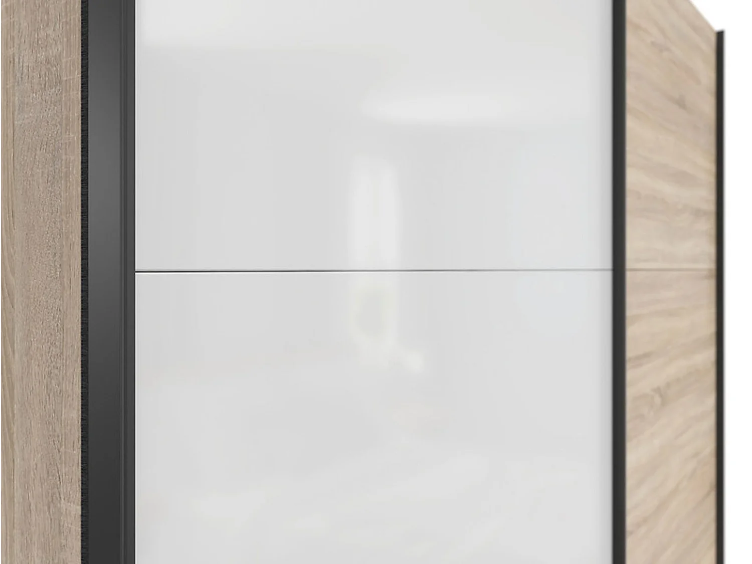 Armoire à 2 portes coulissante coloris Chêne sonoma/Blanc brillant - Longueur 183 x Profondeur 60 x Hauteur 195,5 cm
