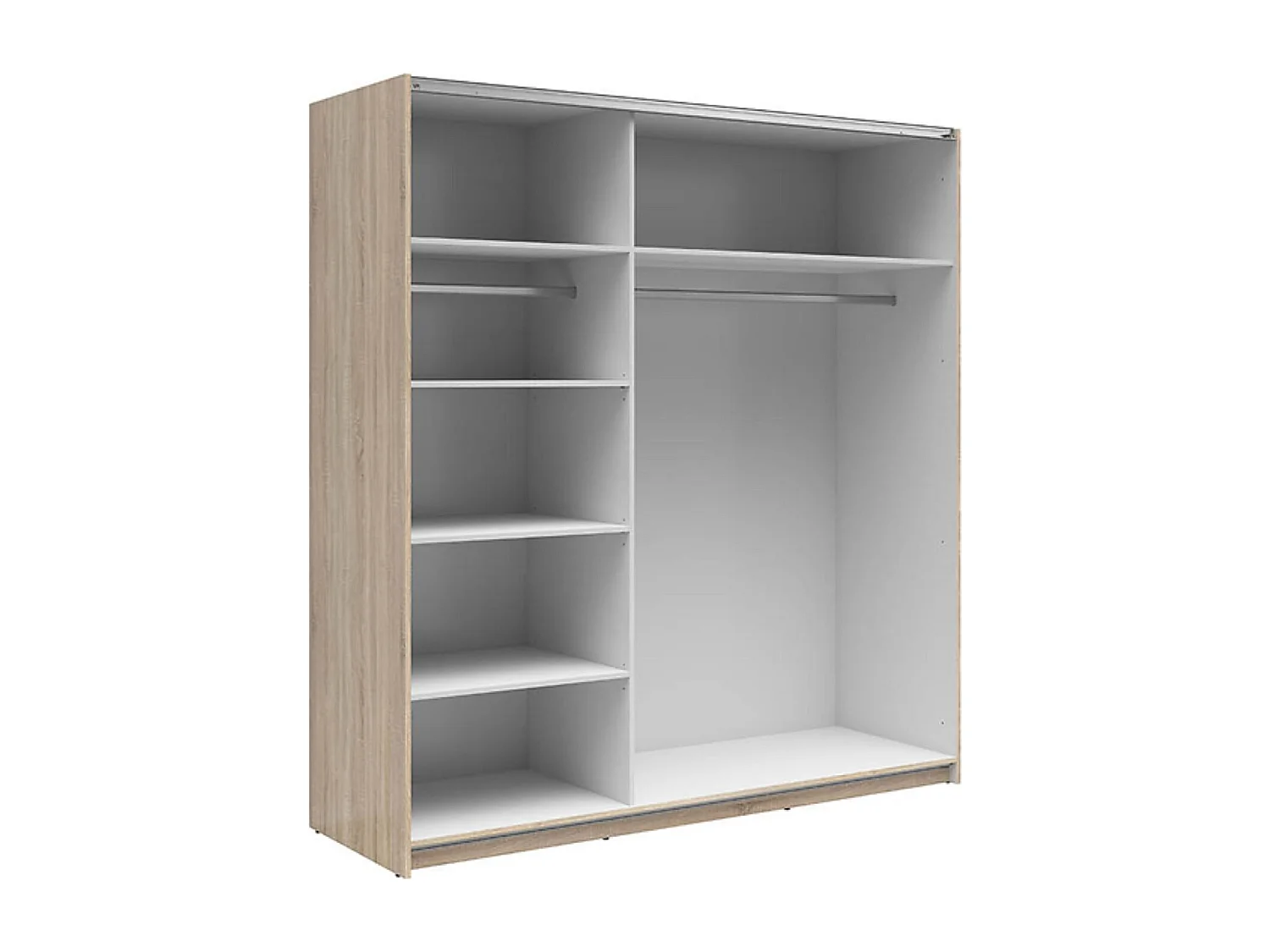 Armoire coulissante Placard avec miroir coloris chêne Sonoma - Longueur 183 x Profondeur 60 x Hauteur 195,5 cm