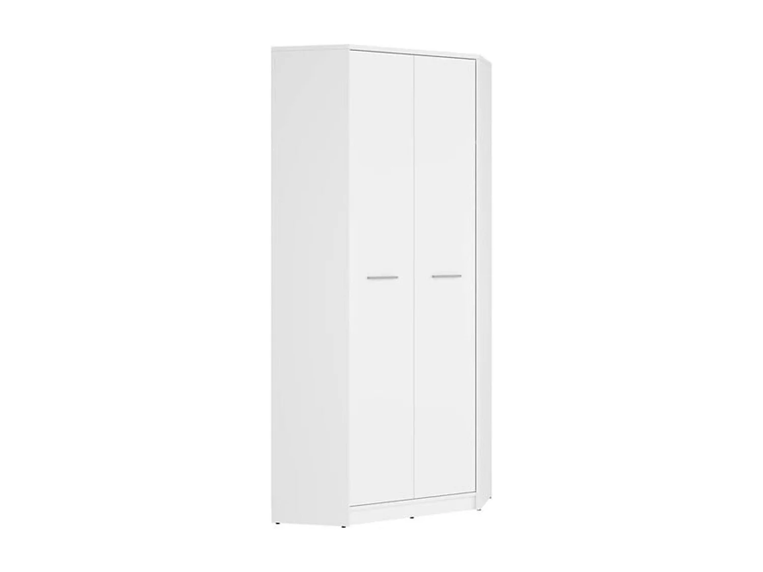 Placard armoire d'angle de 2 portes coloris Blanc - Longueur 79,5 x Largeur 79,5 x Hauteur 197 cm