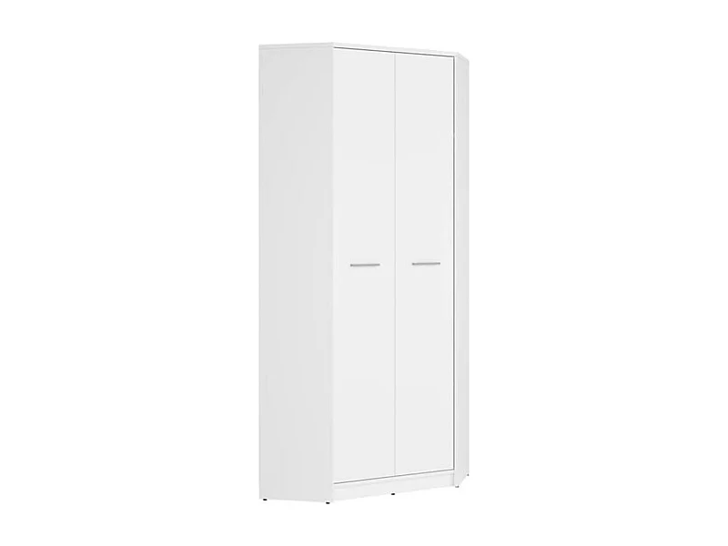 Placard armoire d'angle de 2 portes coloris Blanc - Longueur 79,5 x Largeur 79,5 x Hauteur 197 cm