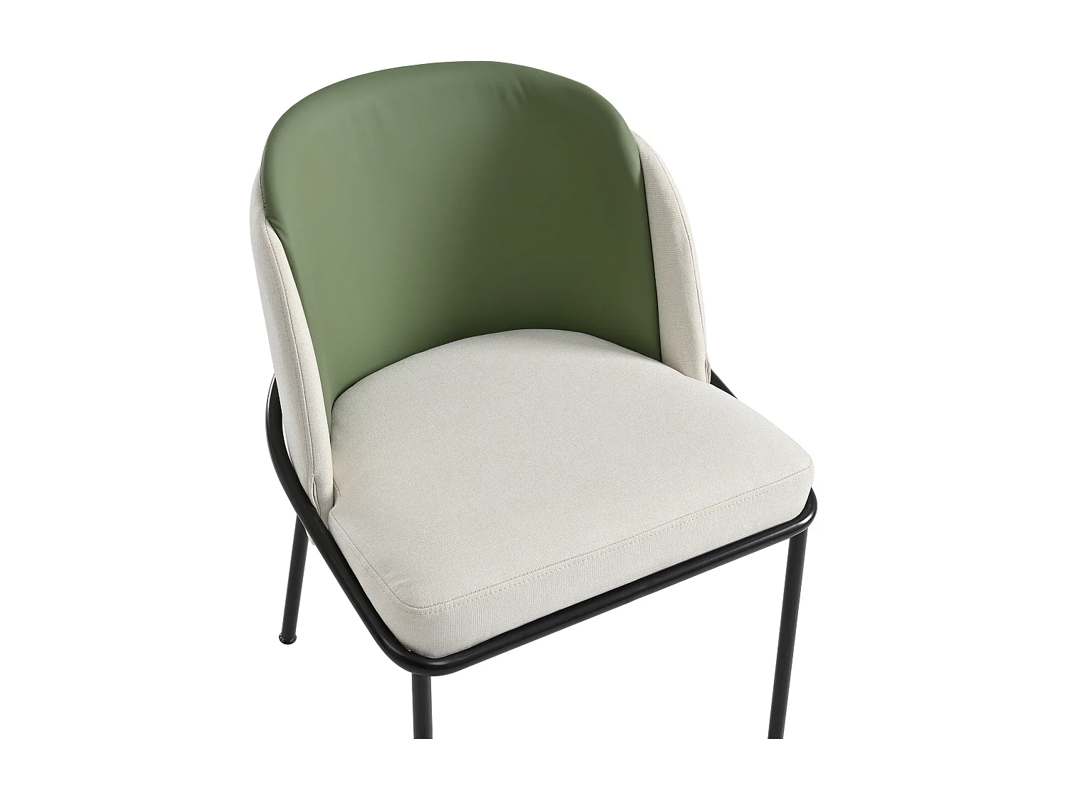 Set di 6 Sedie - Lino e similpelle - gambe in metallo - stile contemporaneo - Verde + Beige