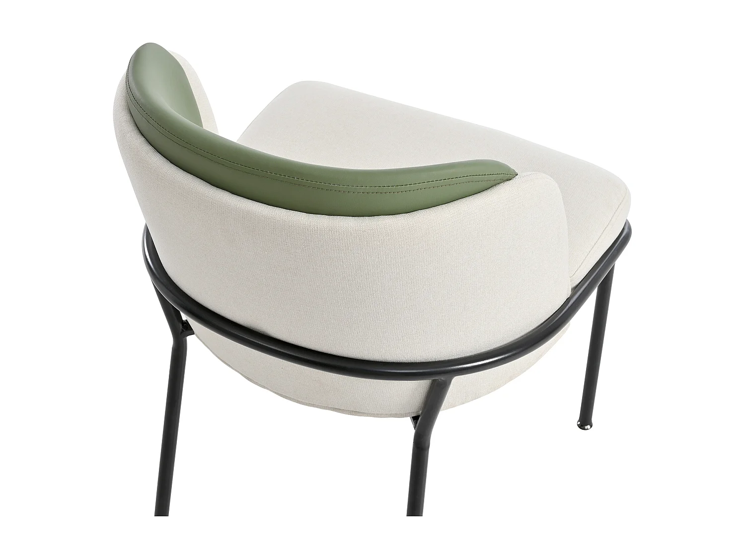 Set di 6 Sedie - Lino e similpelle - gambe in metallo - stile contemporaneo - Verde + Beige