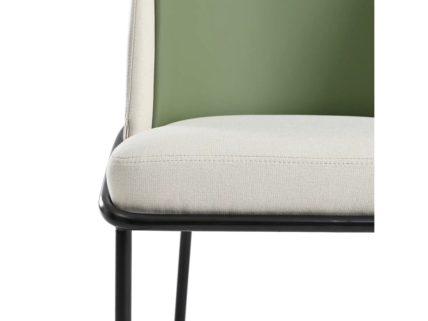 Set di 6 Sedie - Lino e similpelle - gambe in metallo - stile contemporaneo - Verde + Beige