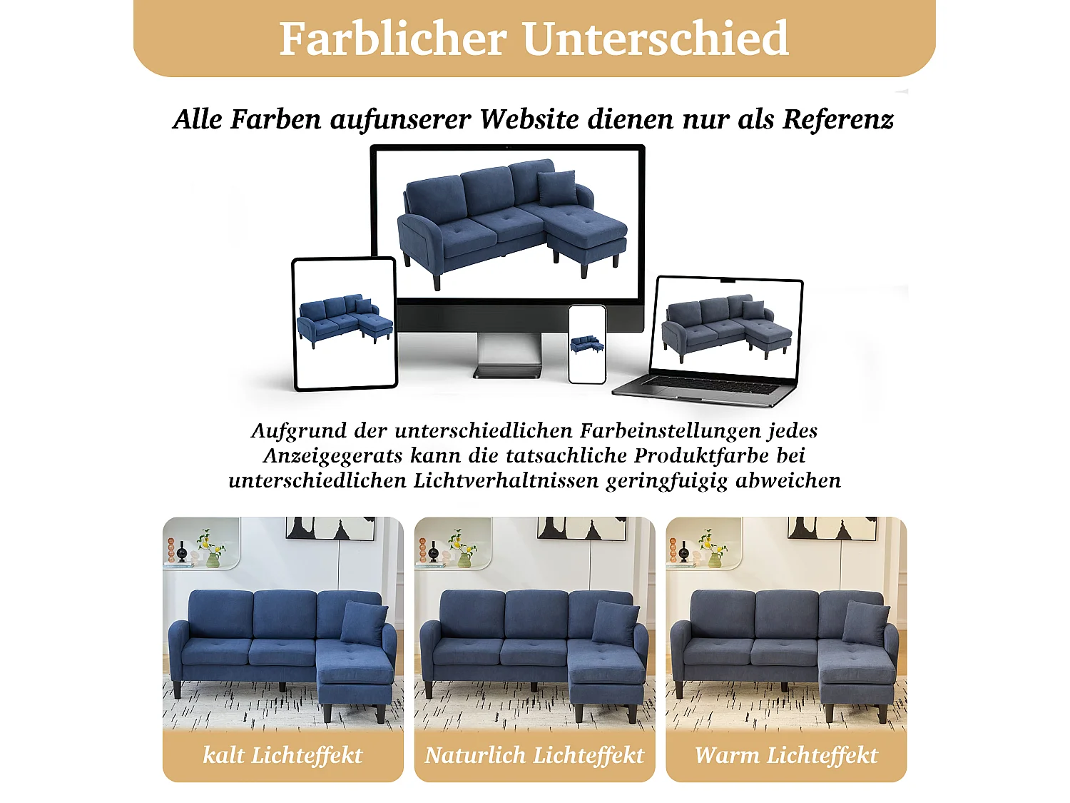 3-zits hoekbank met chaise longue - 166 x 118 x 77 cm - fluwelen stof - kunststof poten - blauw