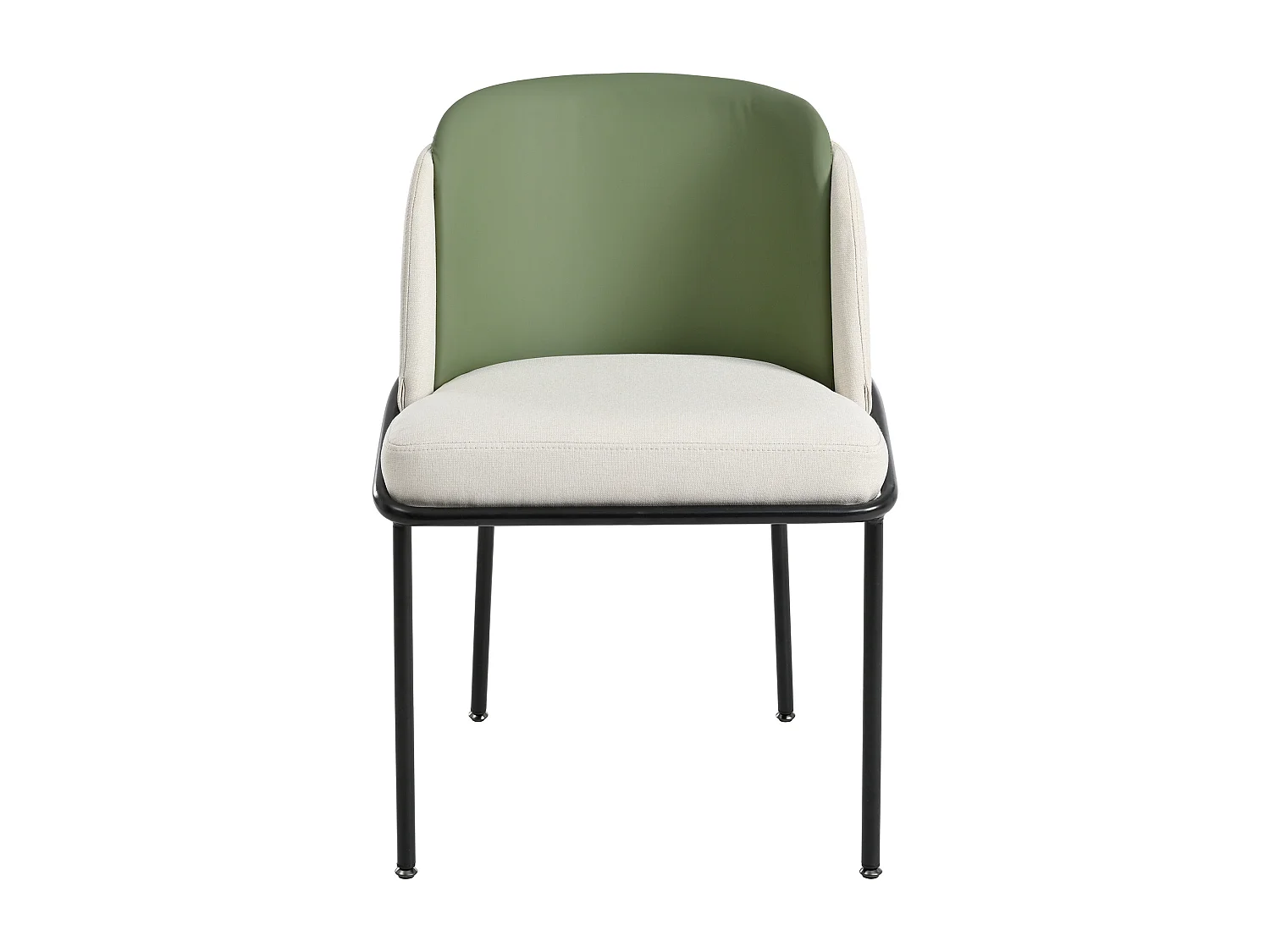 Set di 2 Sedie - Lino e similpelle - gambe in metallo - stile contemporaneo - Verde + Beige