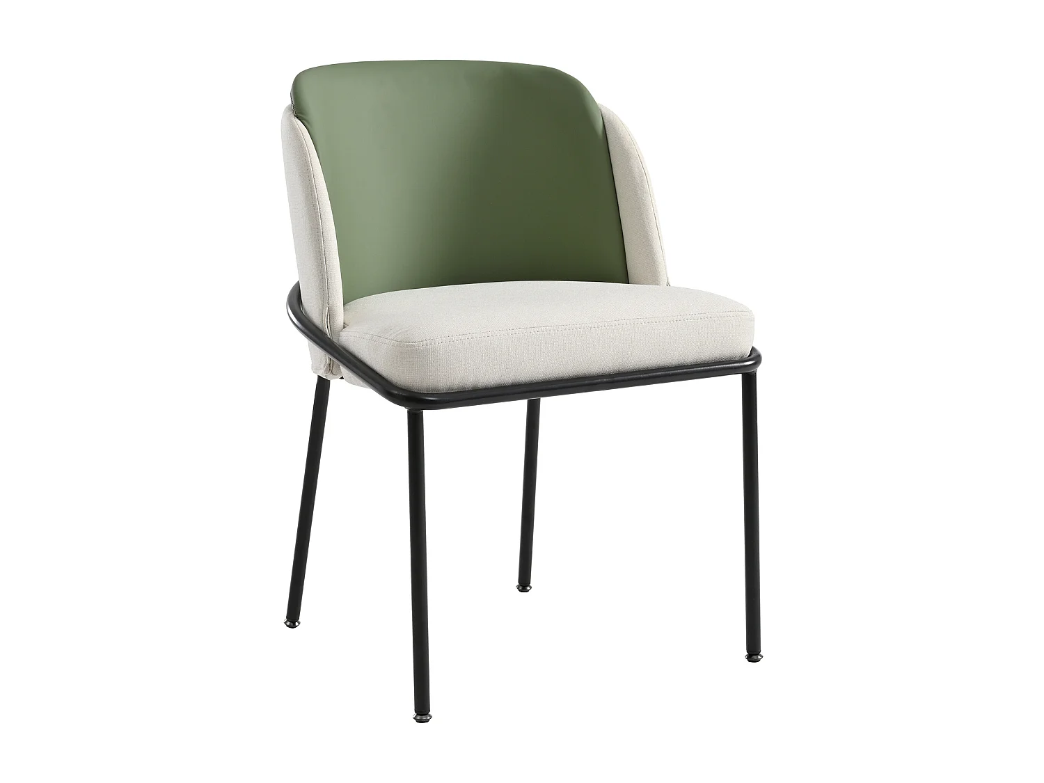 Set di 2 Sedie - Lino e similpelle - gambe in metallo - stile contemporaneo - Verde + Beige