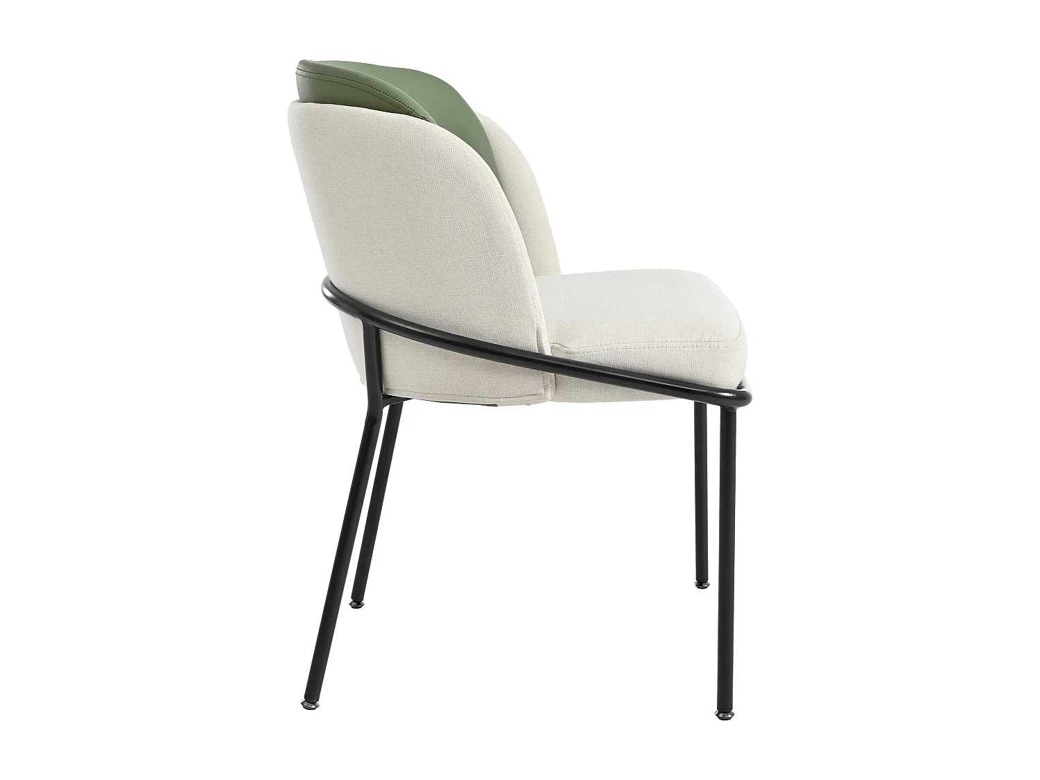 Set di 2 Sedie - Lino e similpelle - gambe in metallo - stile contemporaneo - Verde + Beige