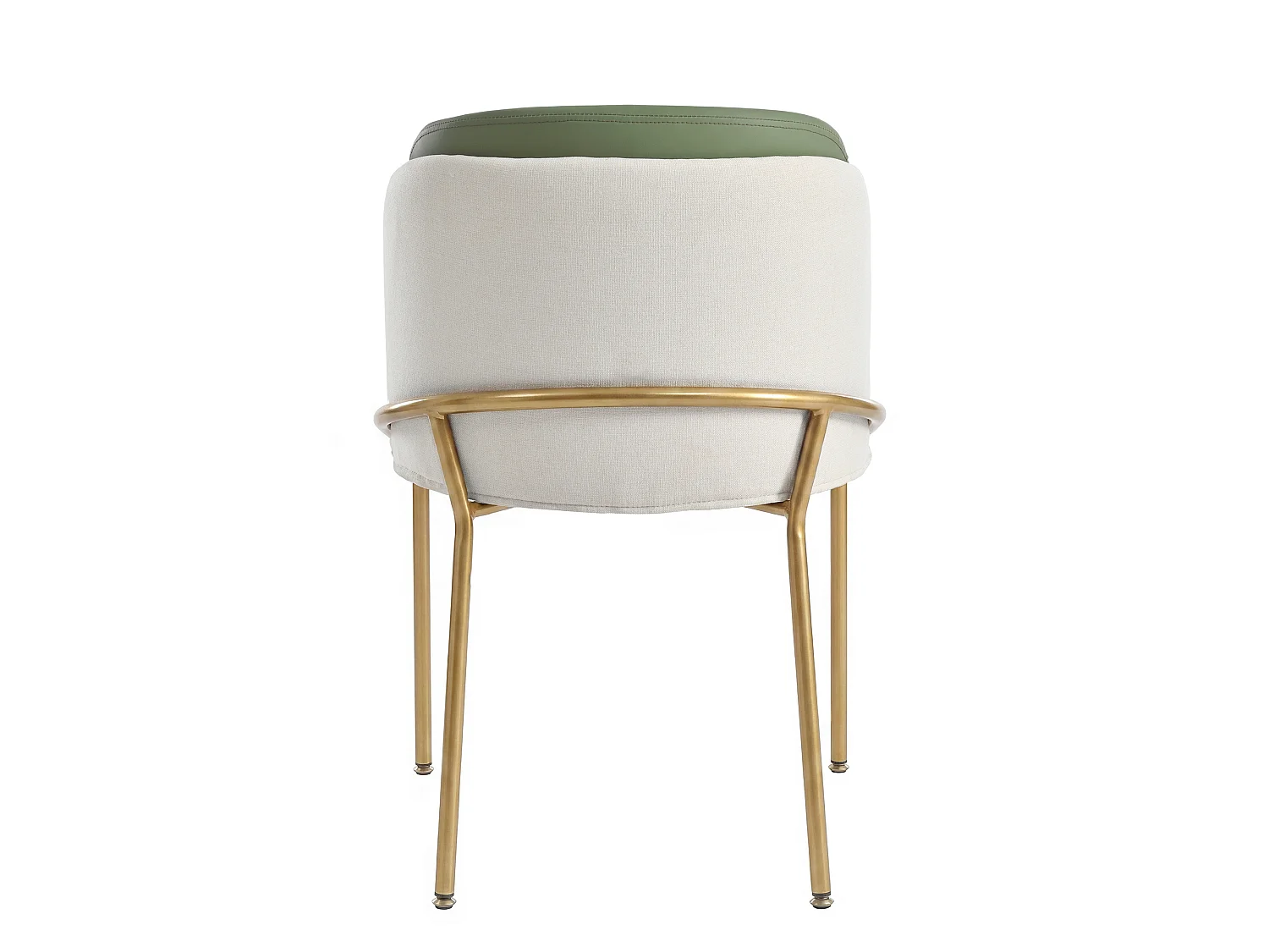 Set of 2 Chairs - Linen and faux leather - Metal legs - Contemporary style - Green + Beige