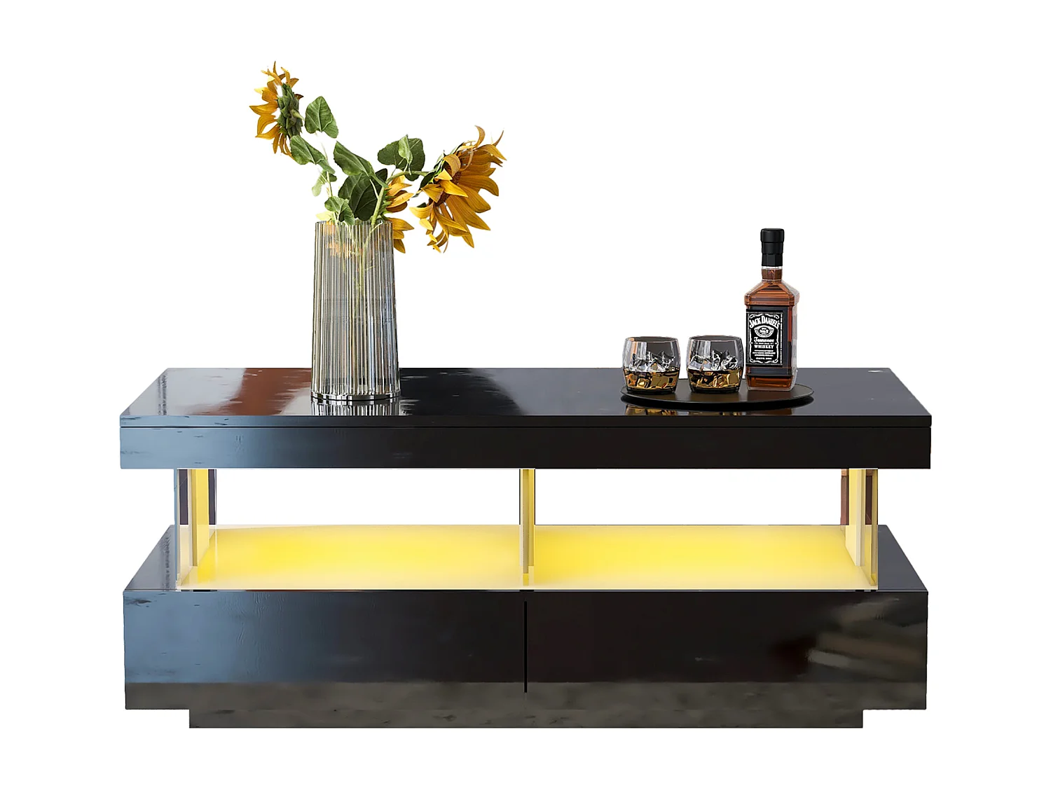 Hochglanzlackierter Couchtisch – glatte, kratzfeste Oberfläche – 100 x 60 x 49,5 cm – Spanplatte – schwarz