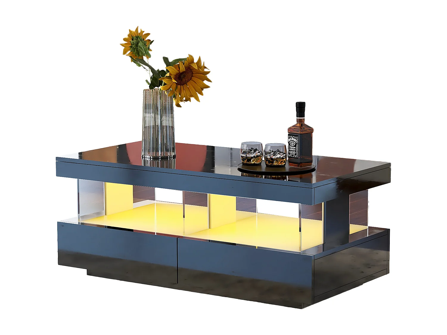 Hochglanzlackierter Couchtisch – glatte, kratzfeste Oberfläche – 100 x 60 x 49,5 cm – Spanplatte – schwarz