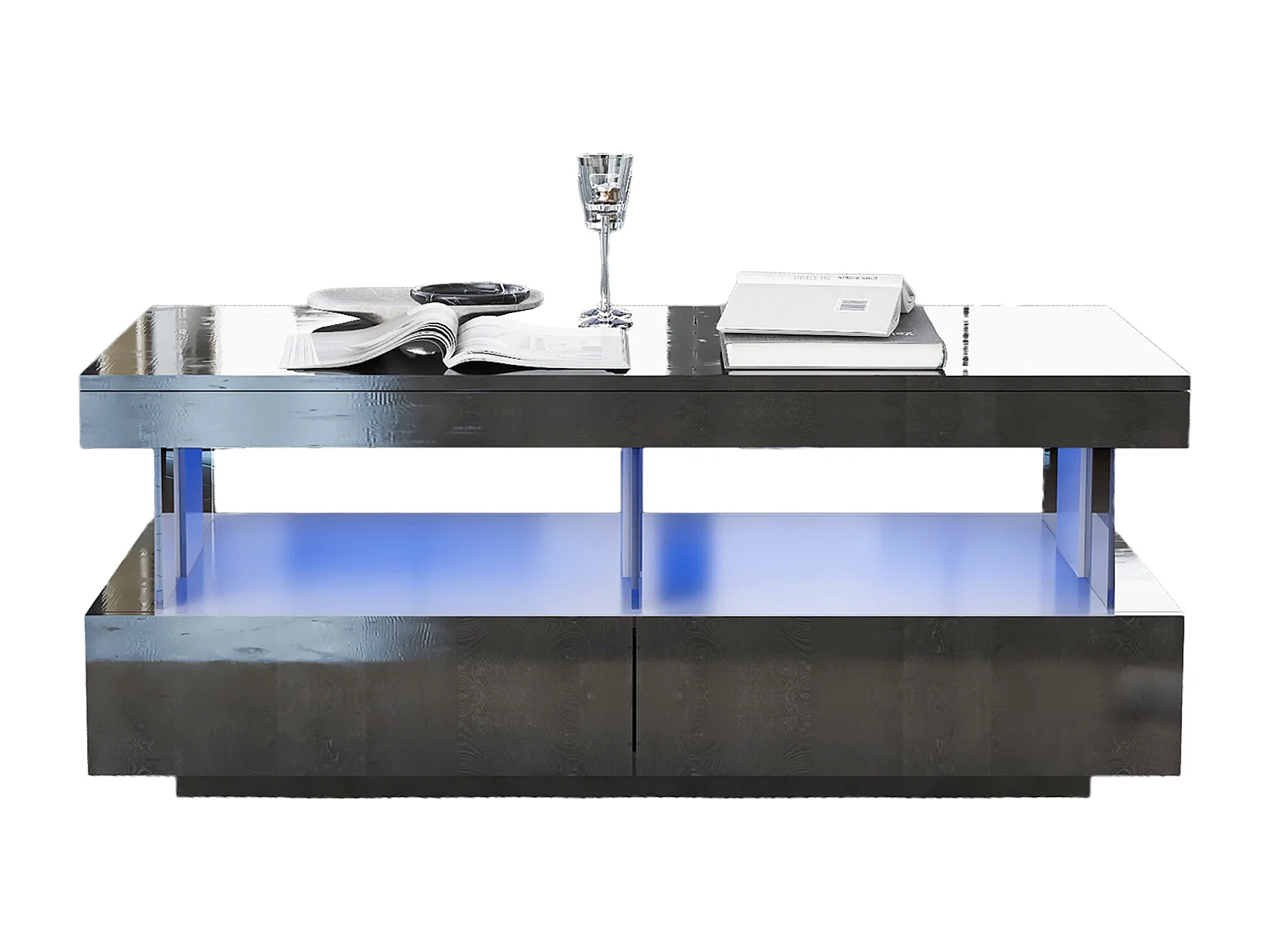 Hochglanzlackierter Couchtisch – glatte, kratzfeste Oberfläche – 100 x 60 x 49,5 cm – Spanplatte – schwarz