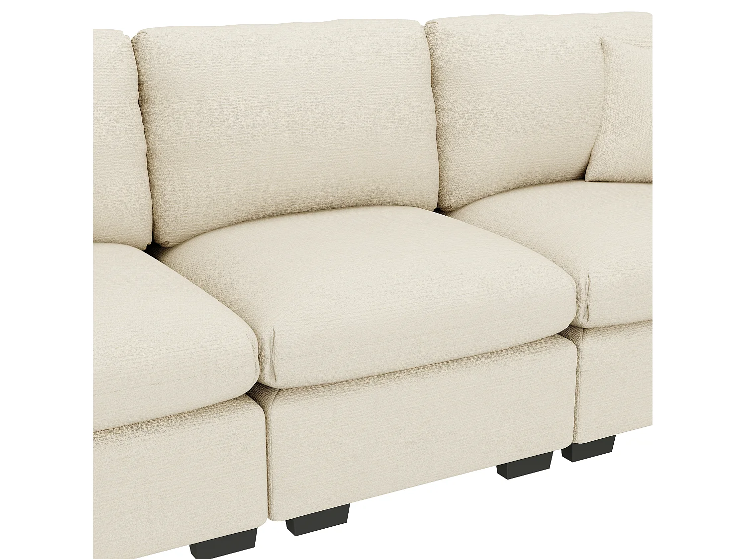 Moderne 3-zitsbank - met kussens en opklaptafeltje - inclusief USB-poorten en een drankhouder - chenille stof - beige