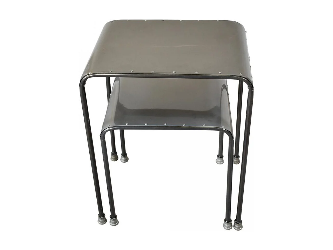 Table basse fait main en metal 2 TABLES GIGOGNES OLI 40x55 gris