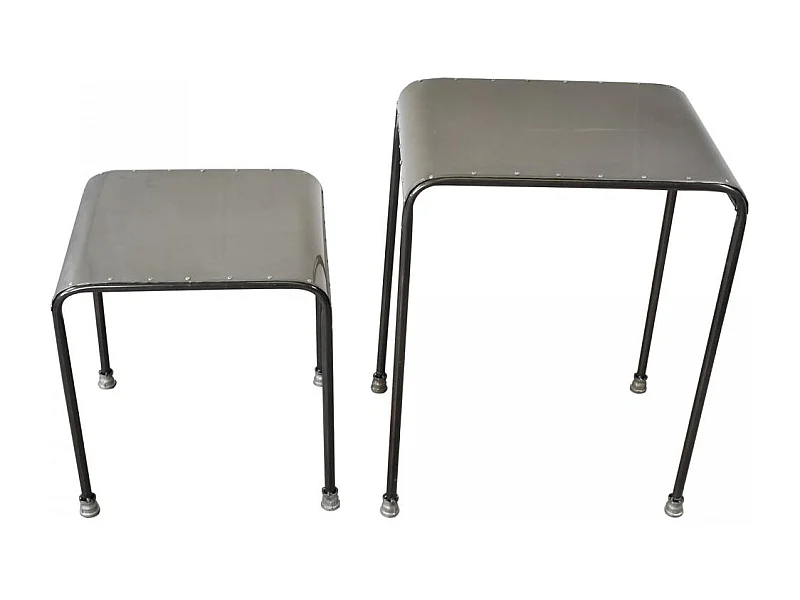 Table basse fait main en metal 2 TABLES GIGOGNES OLI 40x55 gris