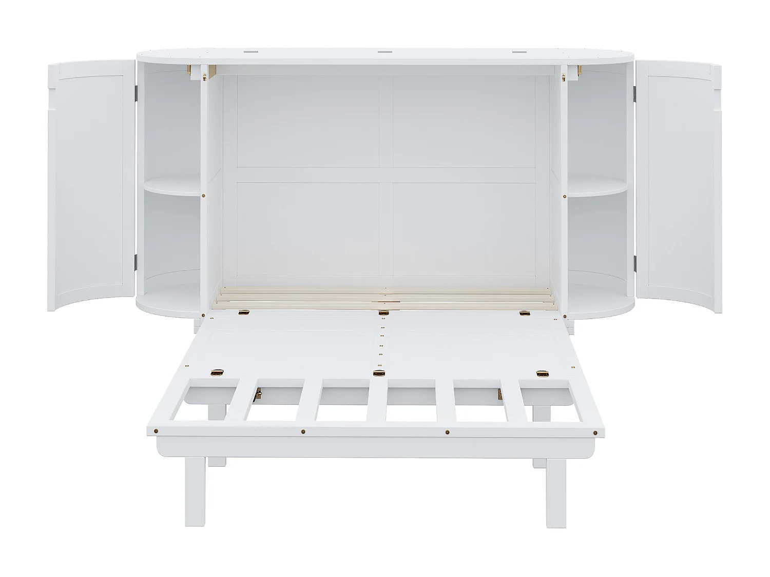 Lit escamotable 140x200 cm - avec compartiments de rangement - blanc (matelas non inclus)