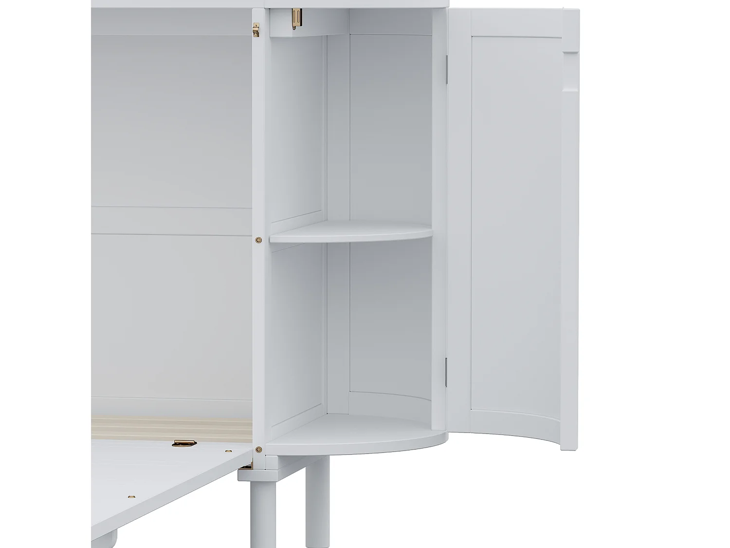 Lit escamotable 140x200 cm - avec compartiments de rangement - blanc (matelas non inclus)