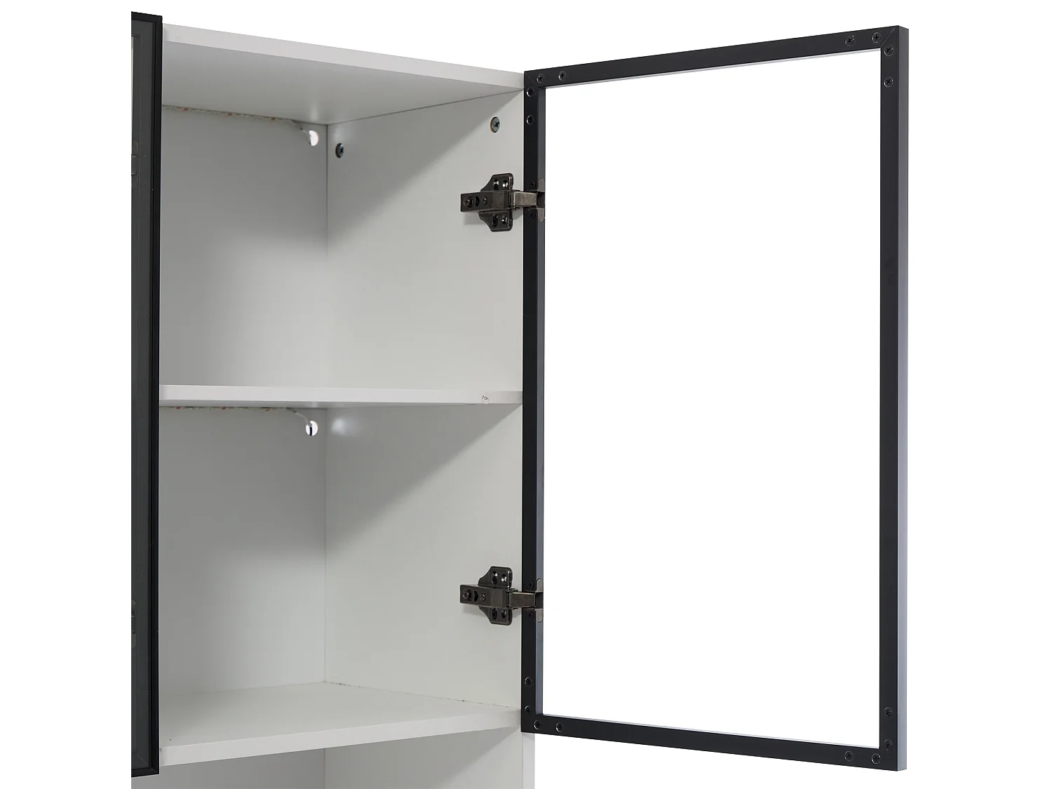 Vitrine 240x36x200 cm avec LED - 12 portes vitrées et 6 tiroirs - Blanc