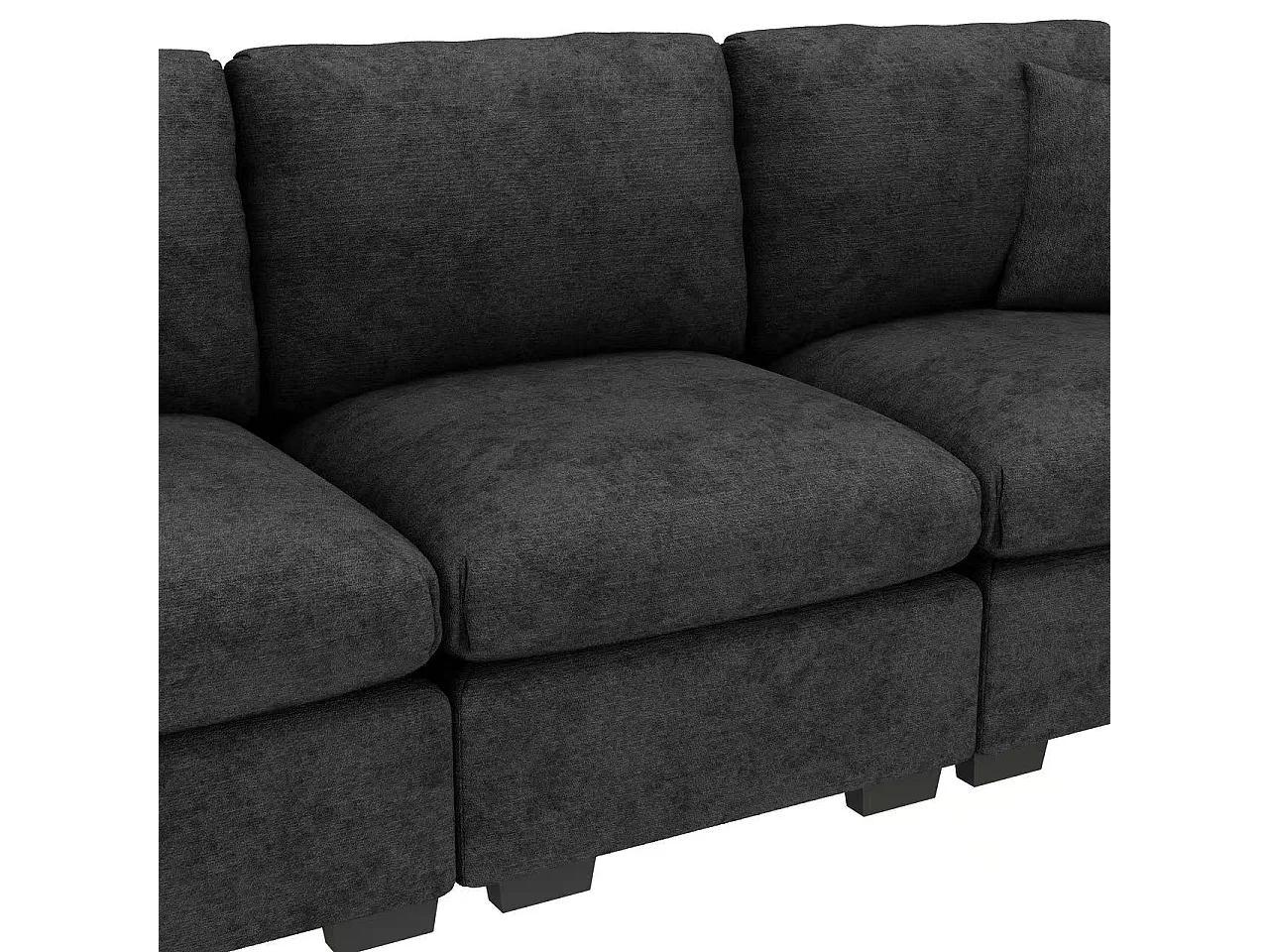 Moderne 3-zitsbank - met kussens en opklaptafeltje - inclusief USB-poorten en een drankhouder - chenille stof - grijs