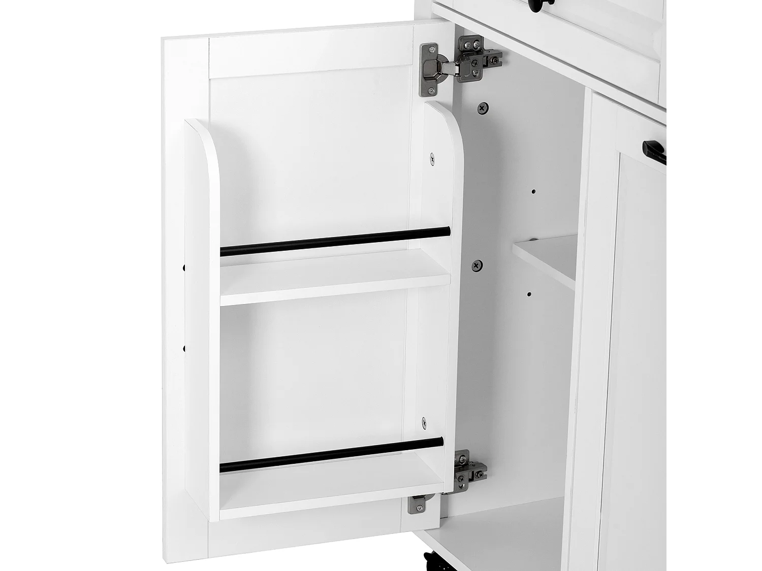 Ilot central de cuisine mobile 120x40x92cm - plateau extensible - avec prise de courant - espace de rangement multifonctionnel - blanc