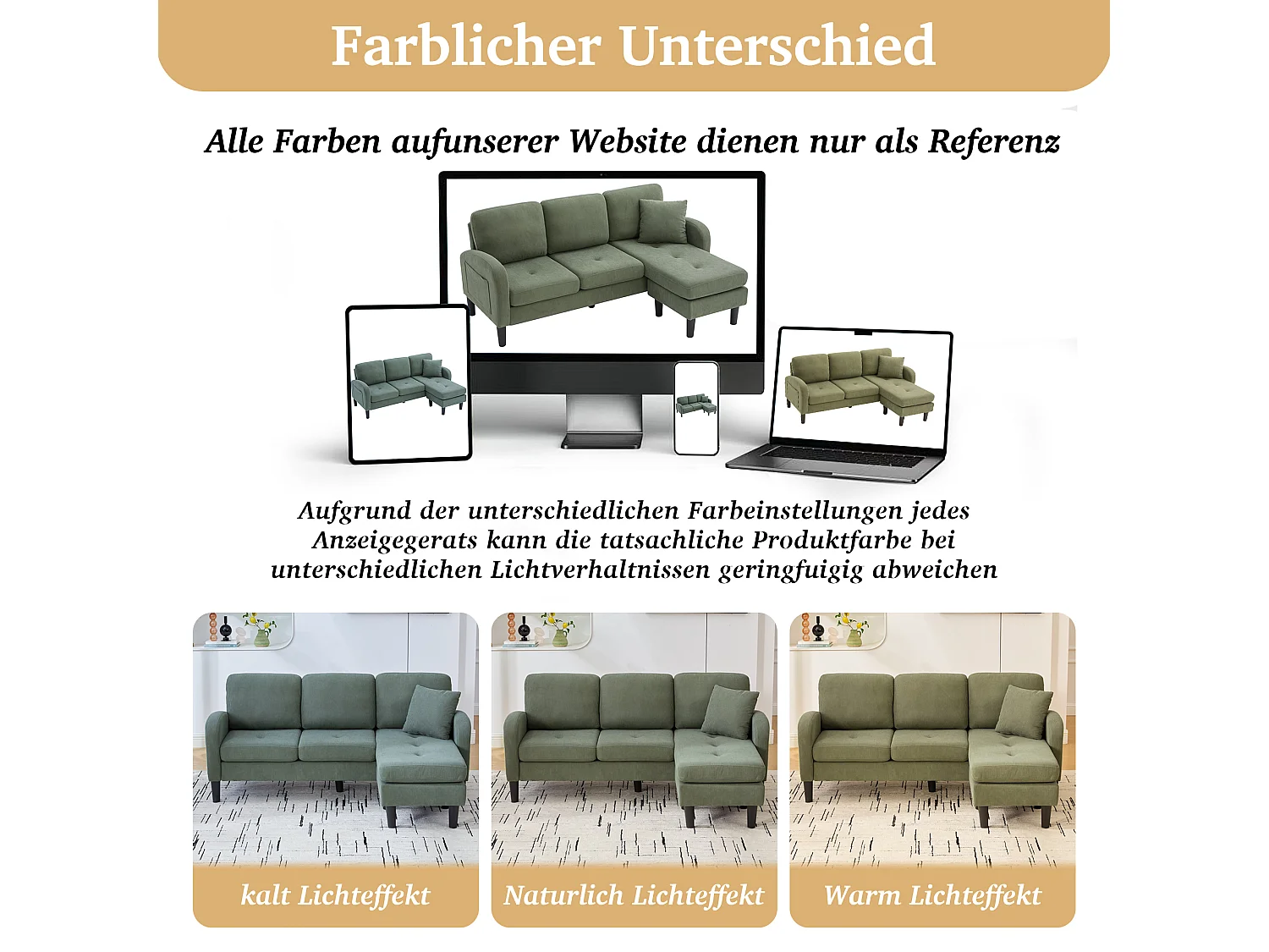 3-zits hoekbank met chaise longue - 166 x 118 x 77 cm - fluwelen stof - kunststof poten - groen