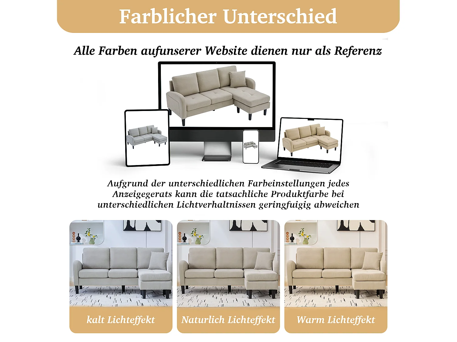3-zits hoekbank met chaise longue - 166 x 118 x 77 cm - fluwelen stof - kunststof poten - lichtbruin