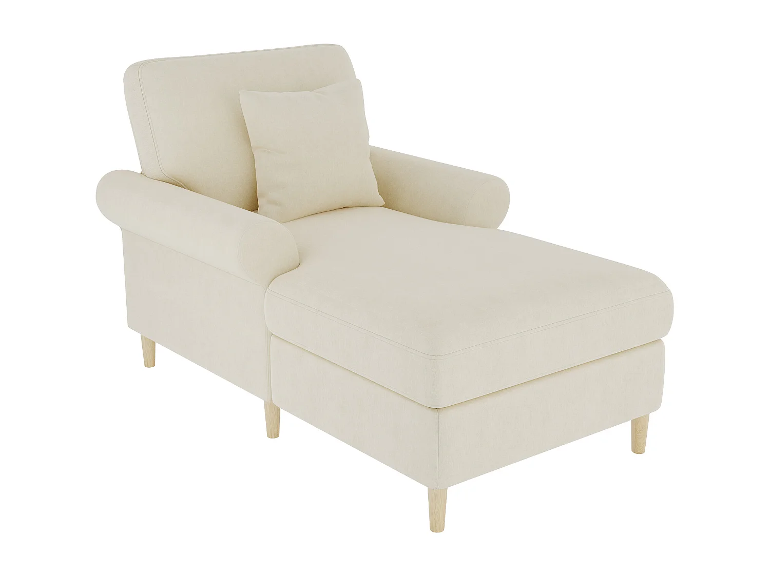 Fotel rozkładany jednomiejscowy - z poduszką - welur - beżowy