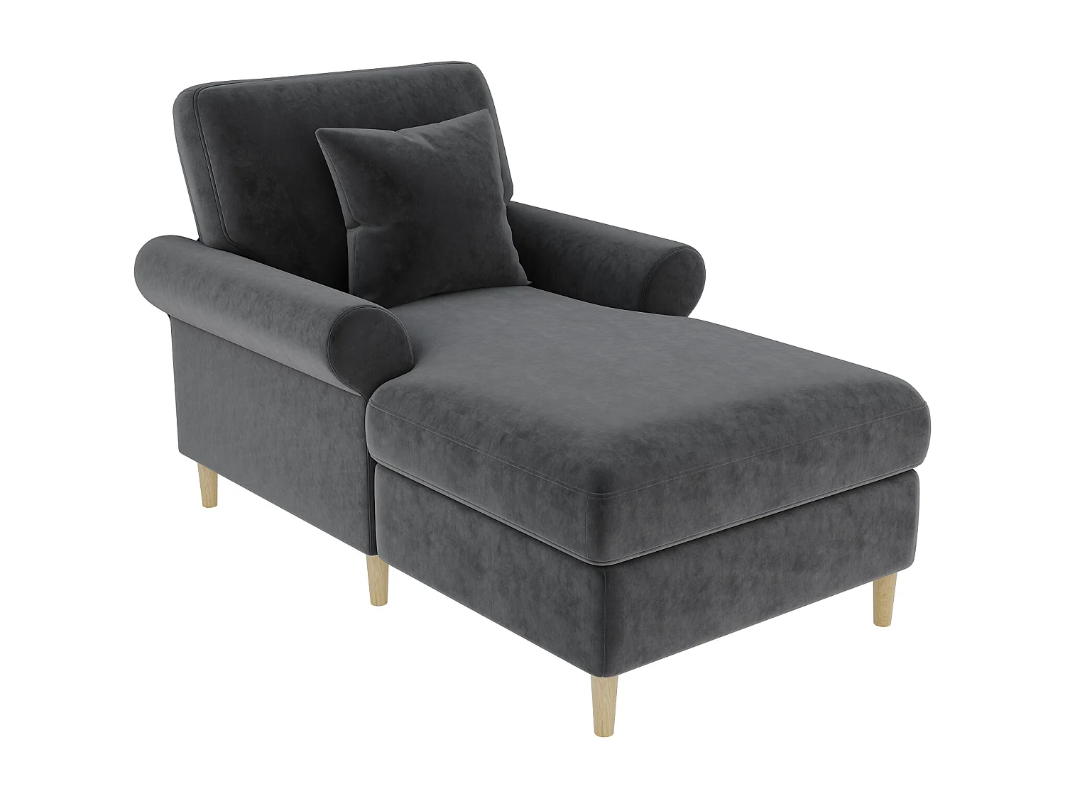 Fotel rozkładany jednomiejscowy z poduszką - welur - szary
