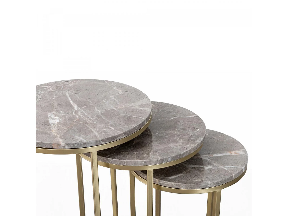 Table basse fait main en fer LOT DE 3 ETO 36x36 gris