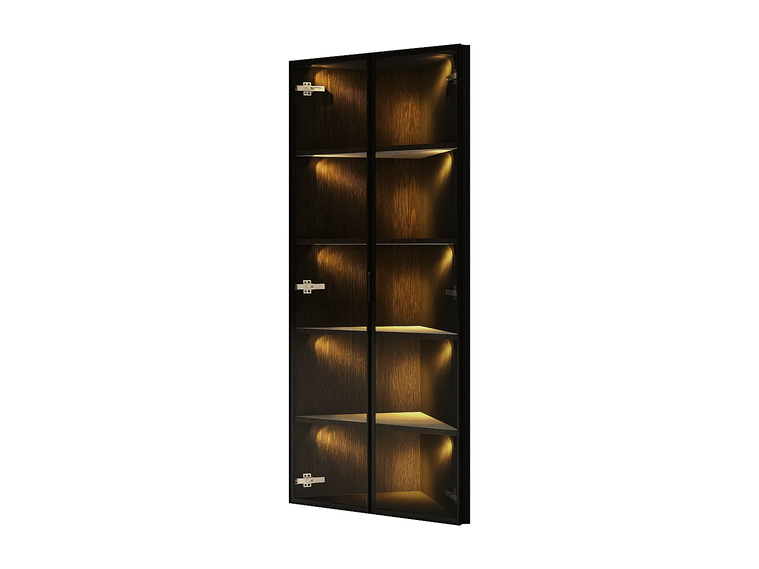 Vitrine d'angle 62x35x160cm - avec éclairage LED - 2 portes vitrées - Noir