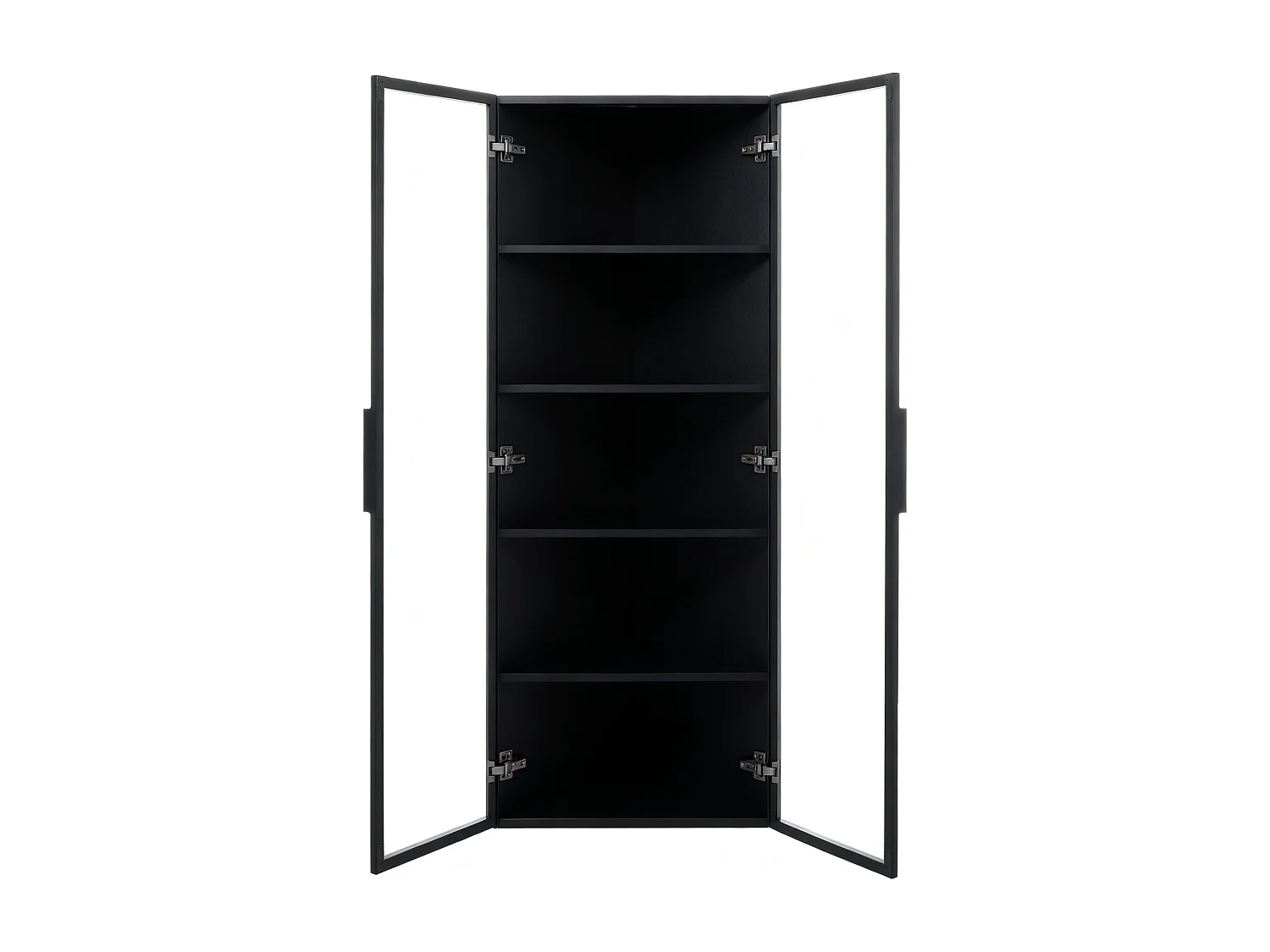 Vitrine d'angle 62x35x160cm - avec éclairage LED - 2 portes vitrées - Noir