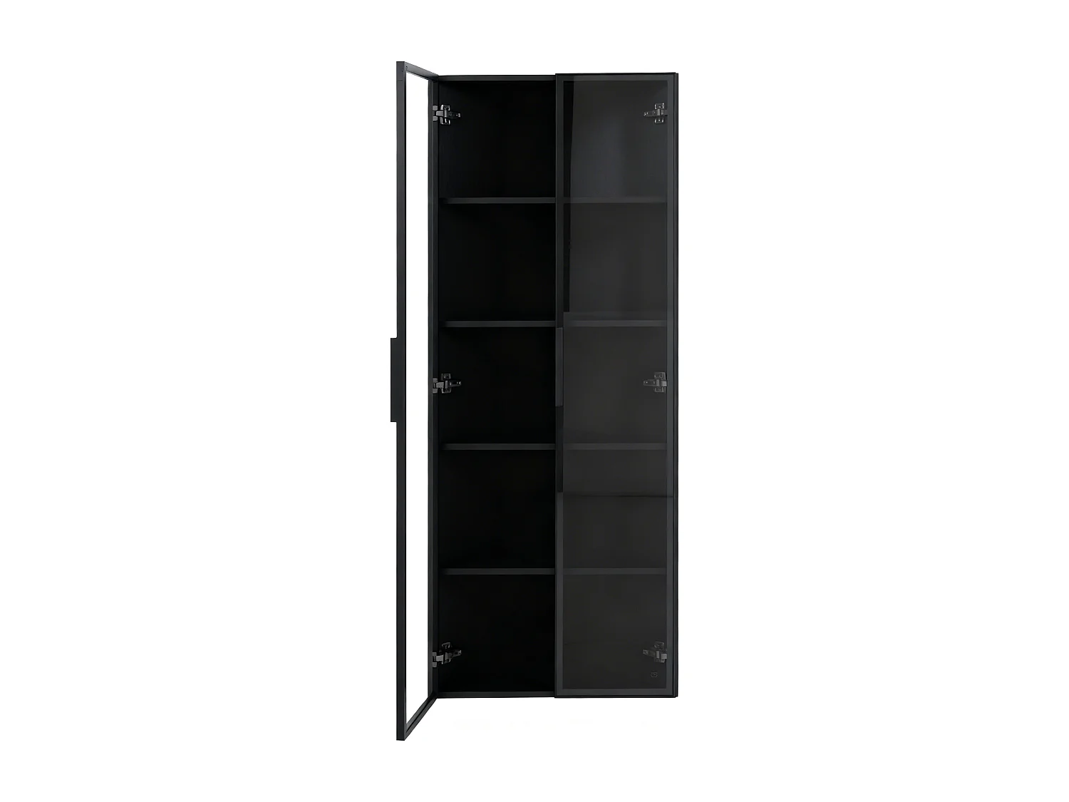 Vitrine d'angle 62x35x160cm - avec éclairage LED - 2 portes vitrées - Noir