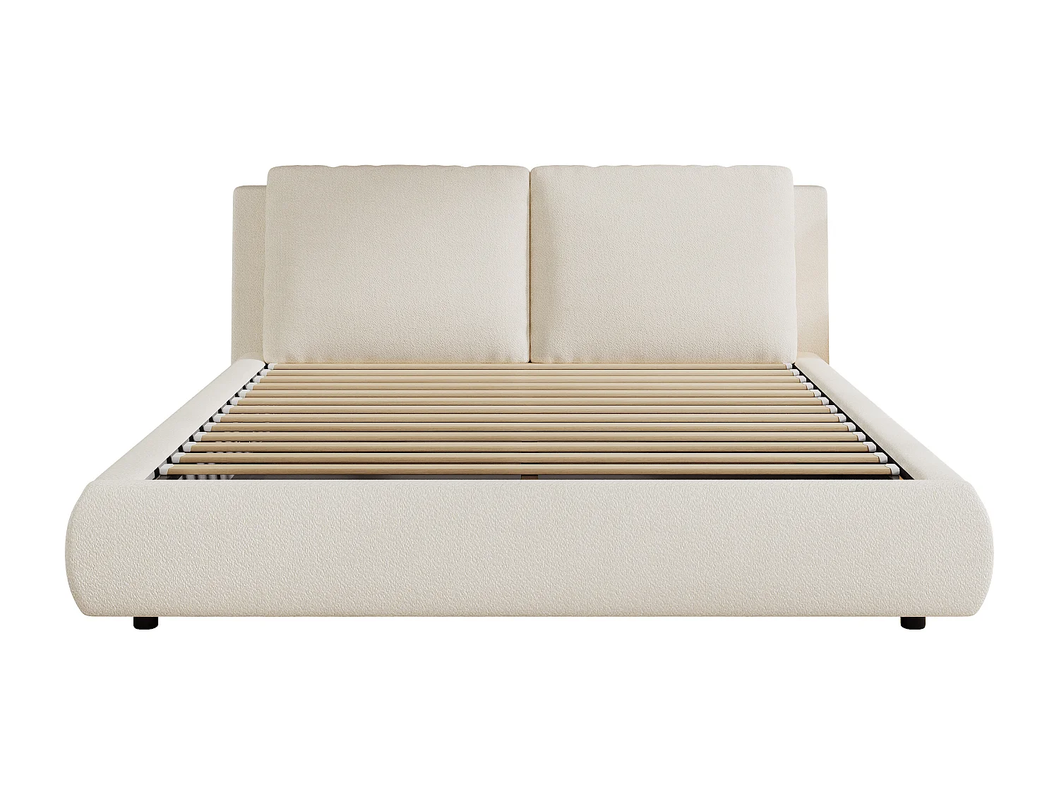 Letto con contenitore imbottito 180x200 cm - con rete a doghe - Tessuto bouclé - Beige​ (senza materasso)