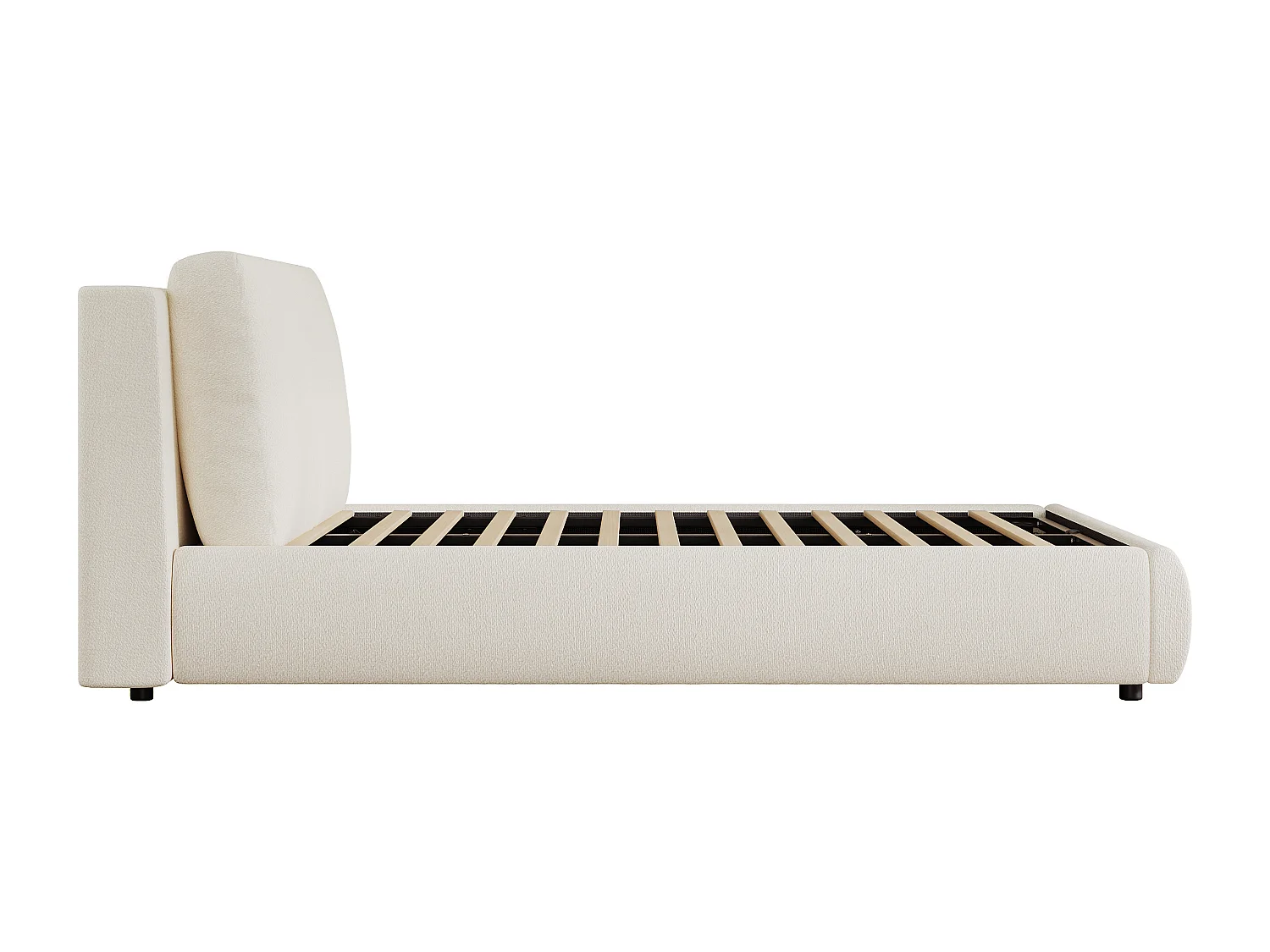 Letto con contenitore imbottito 180x200 cm - con rete a doghe - Tessuto bouclé - Beige​ (senza materasso)