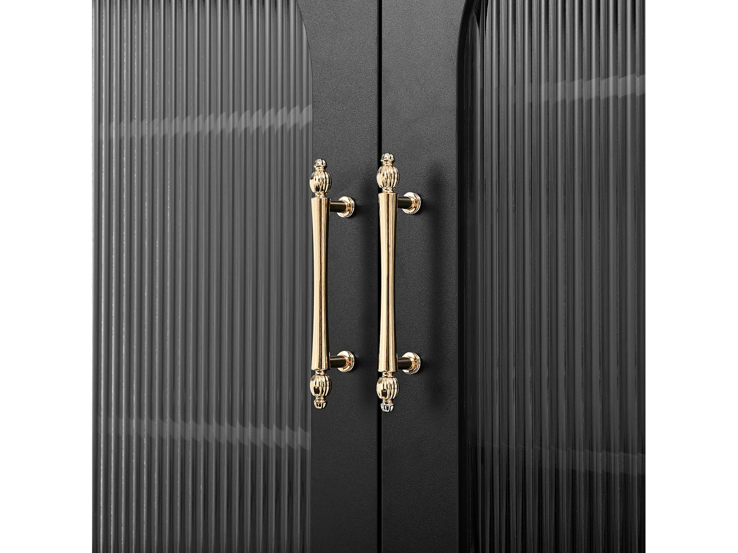 Modernes Küchenbuffet 120x40x138.5cm - mit Steckdose und Weinglashaltern - mit 3 Schubladen und 2 Türen - Schwarz