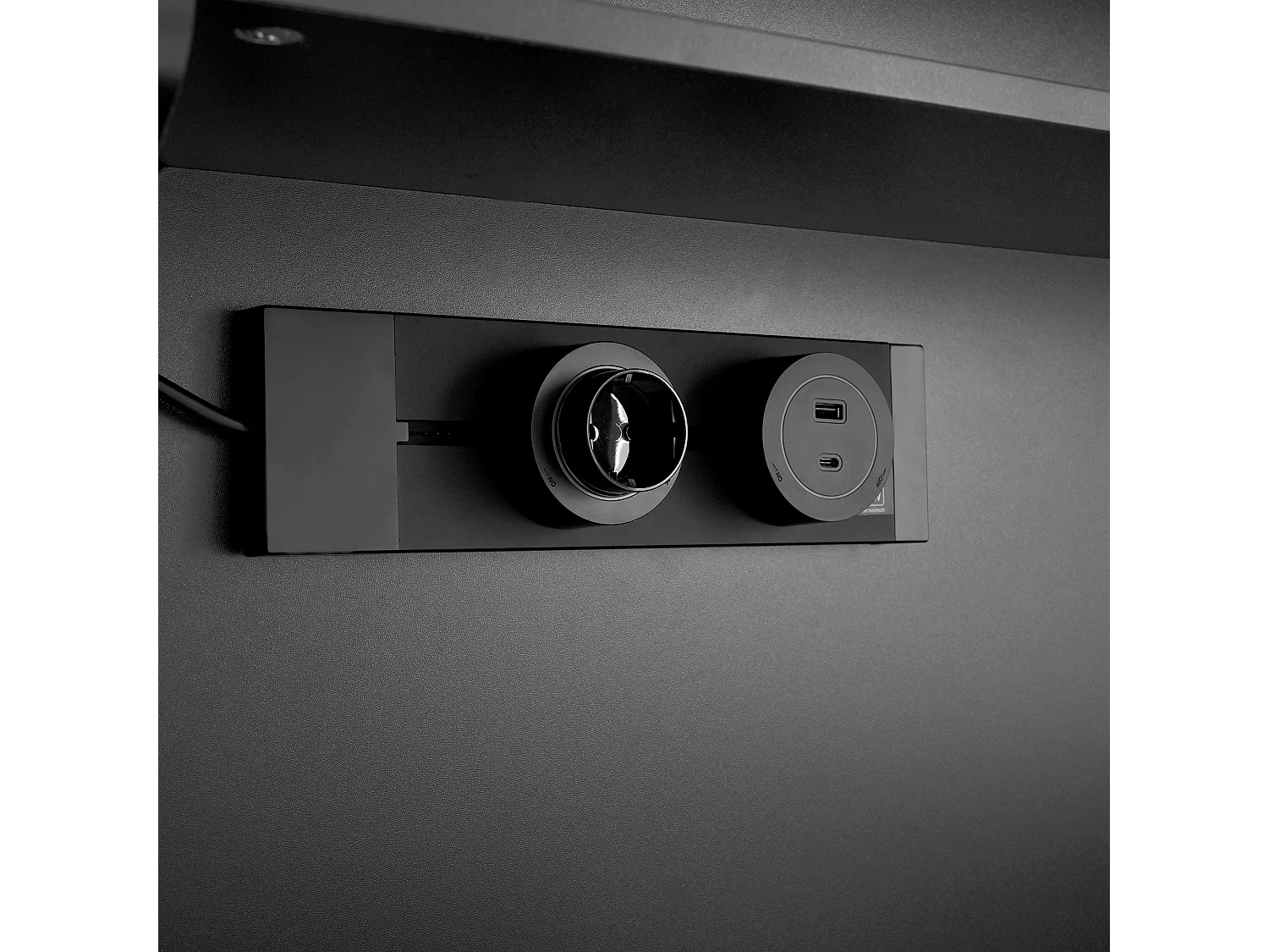 Modernes Küchenbuffet 120x40x138.5cm - mit Steckdose und Weinglashaltern - mit 3 Schubladen und 2 Türen - Schwarz