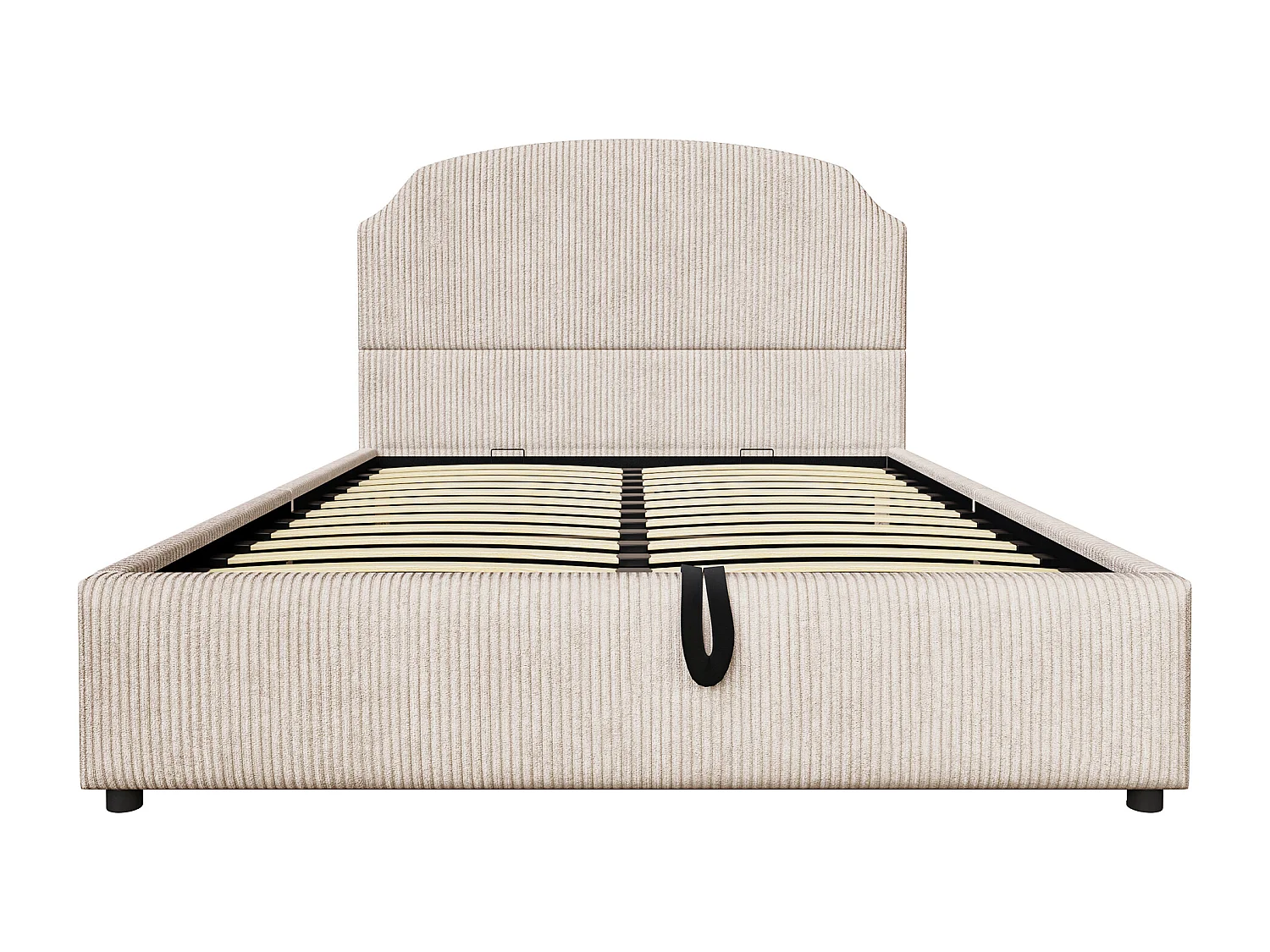 Lit coffre rembourré 140x200 - avec sommier à lattes - Beige (Matelas non inclus)